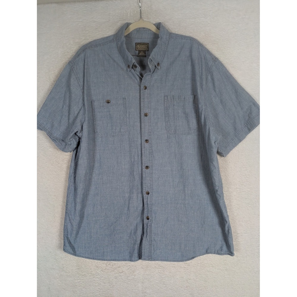 C.E. Schmidt Workwear Shirt Men's XL Blue Short Sleeve Button Down Pockets